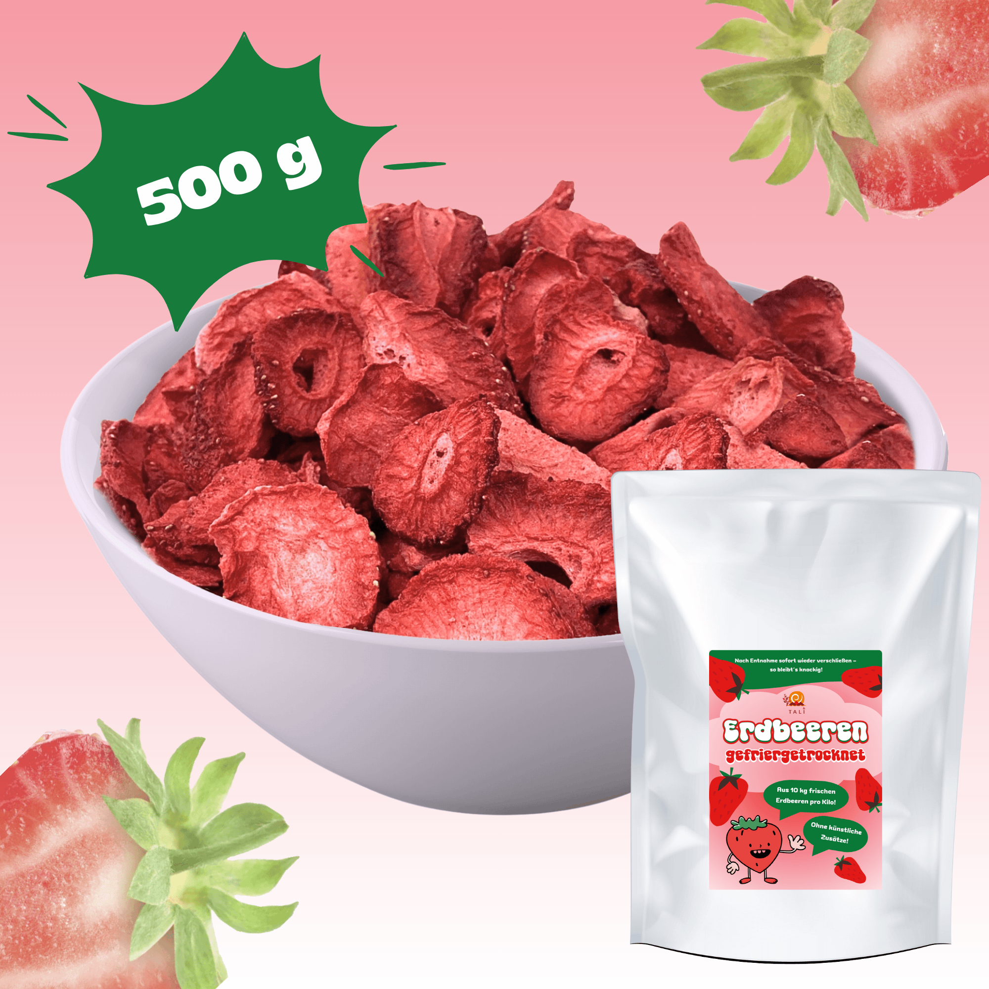 Erdbeeren gefriergetrocknet 500 g
