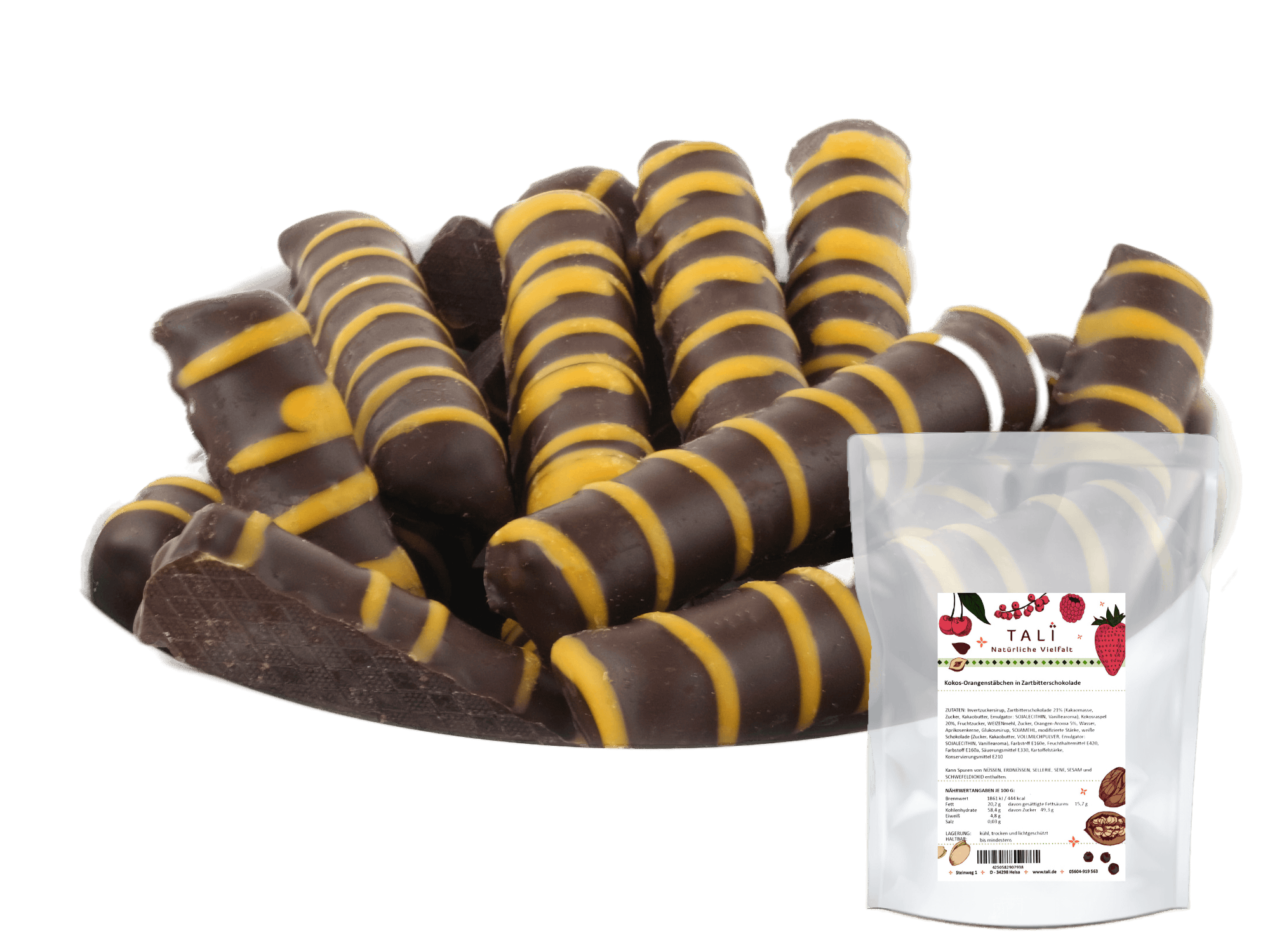 Kokos-Orangenstäbchen in Zartbitterschokolade 500 g