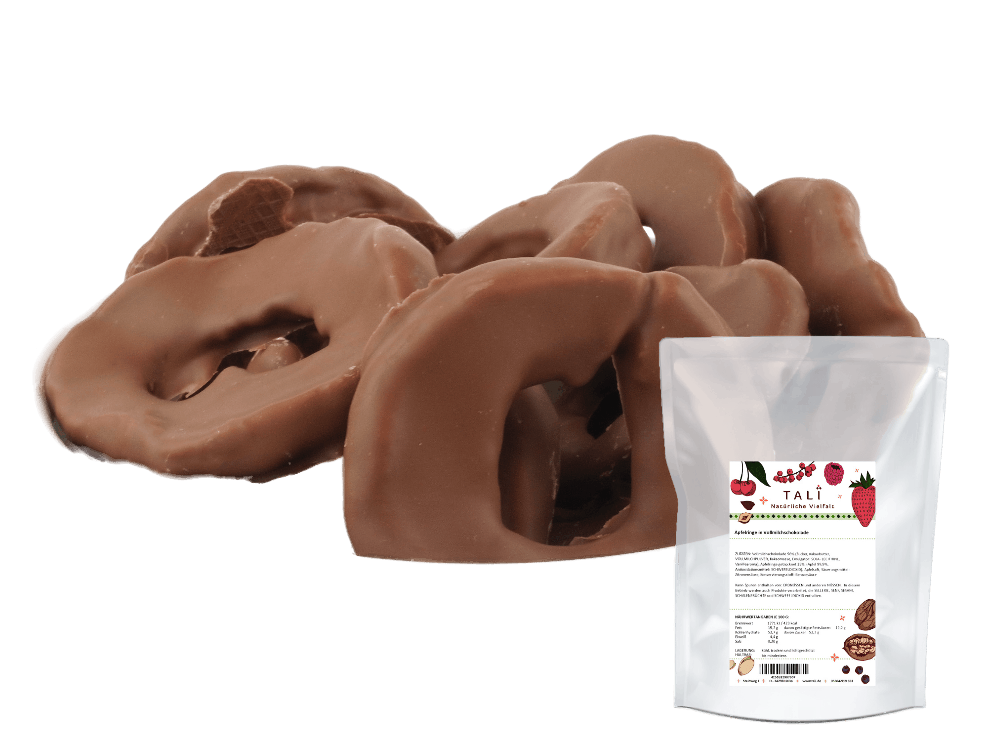 Apfelringe in Vollmilchschokolade 250 g