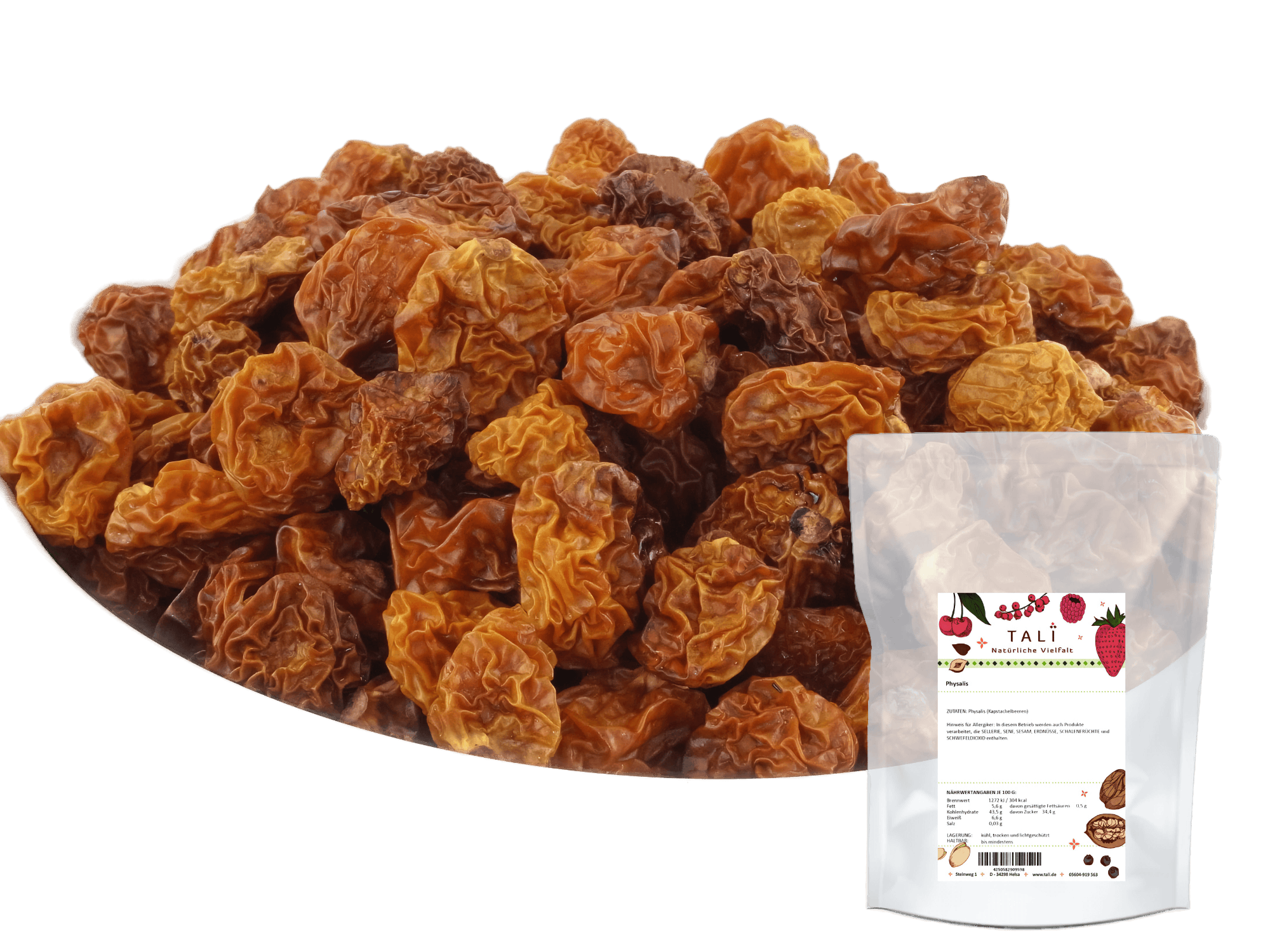 Physalis 100 g im Beutel – naturbelassenes Trockenobst von TALI