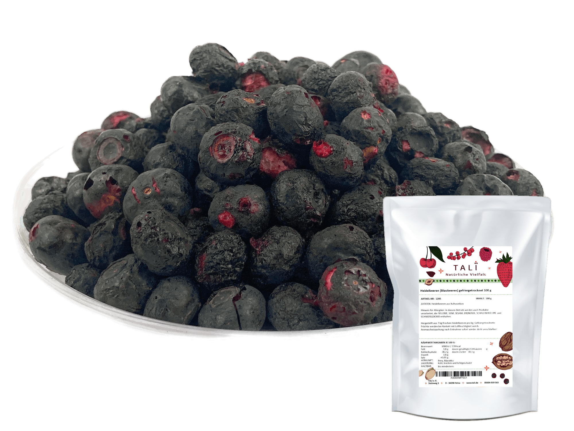 Heidelbeeren (Blaubeeren) gefriergetrocknet - Kulturheidelbeeren 100 g