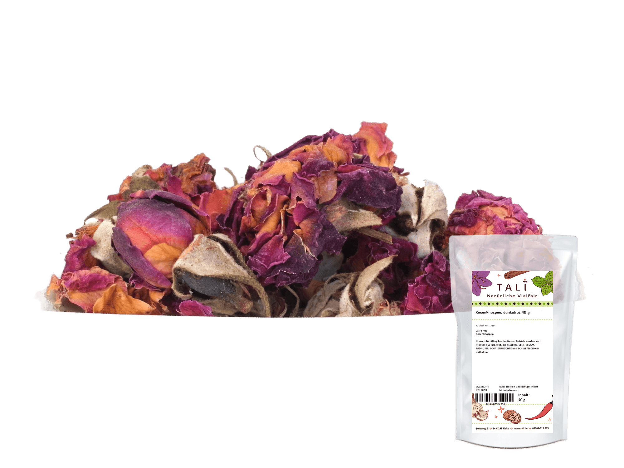 Rosenknospen, dunkelrot 40 g