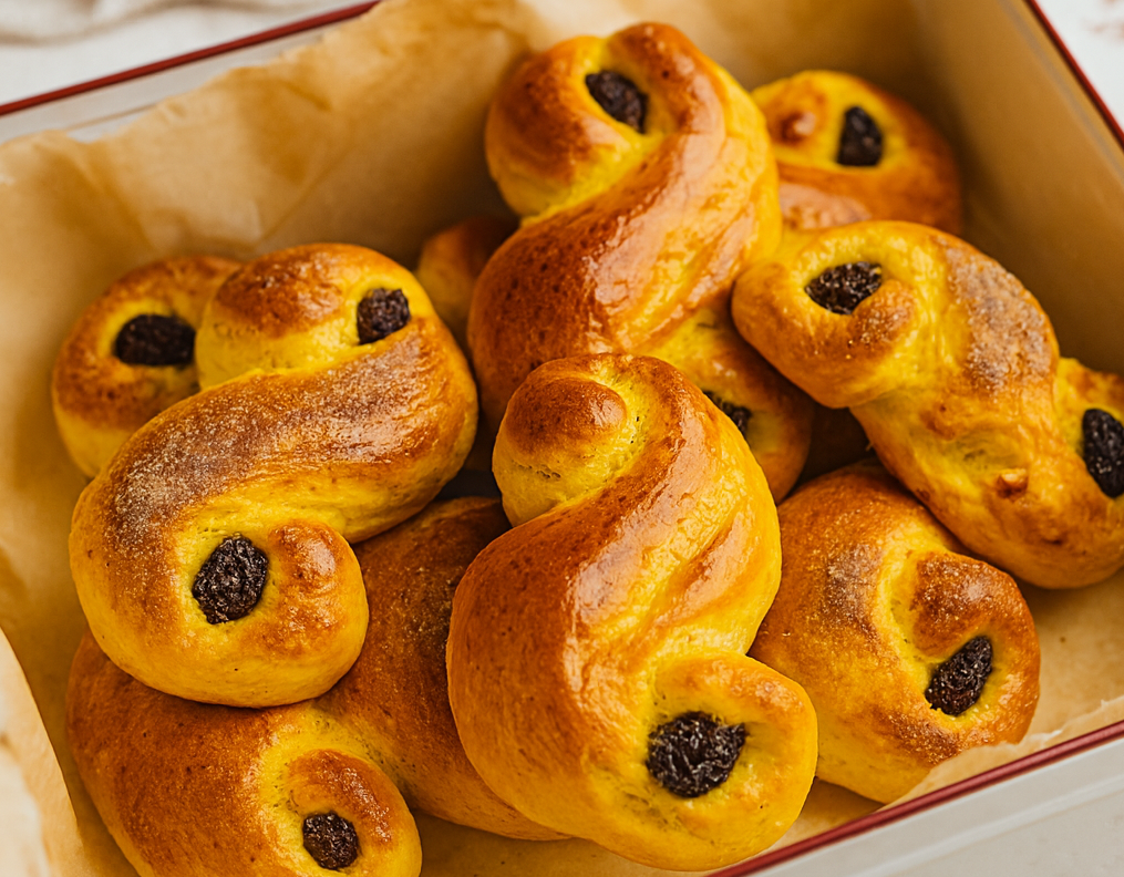 Lussekatter - schwedisches Hefegebäck mit Safran