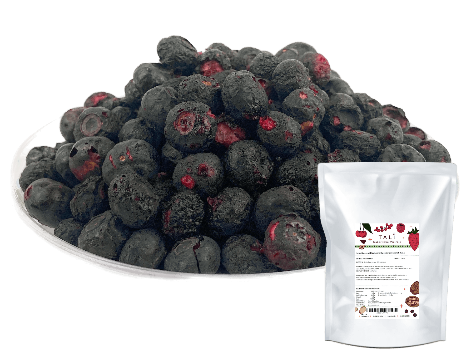 Heidelbeeren (Blaubeeren) gefriergetrocknet - Kulturheidelbeeren 250 g