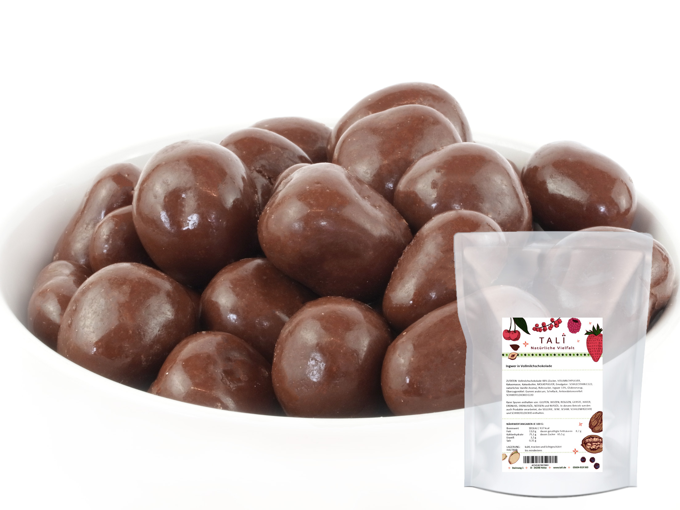 Ingwer in Vollmilchschokolade Beutel