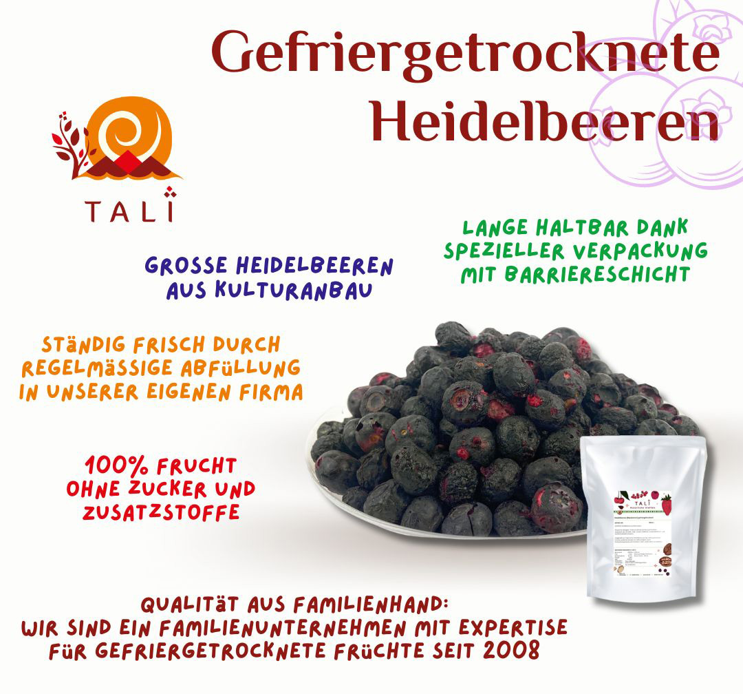 Heidelbeeren (Blaubeeren) gefriergetrocknet - Kulturheidelbeeren 50 g