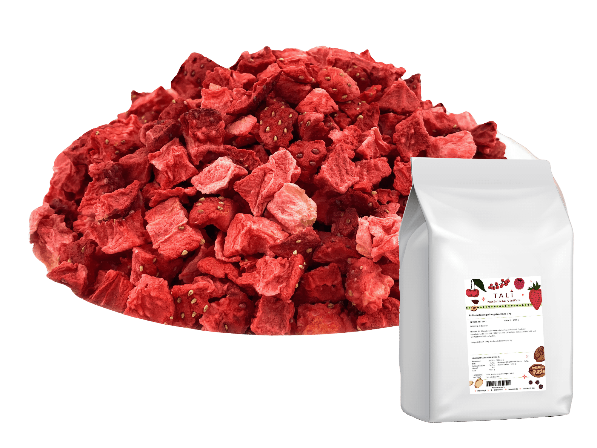 Erdbeerstücke gefriergetrocknet 1 kg