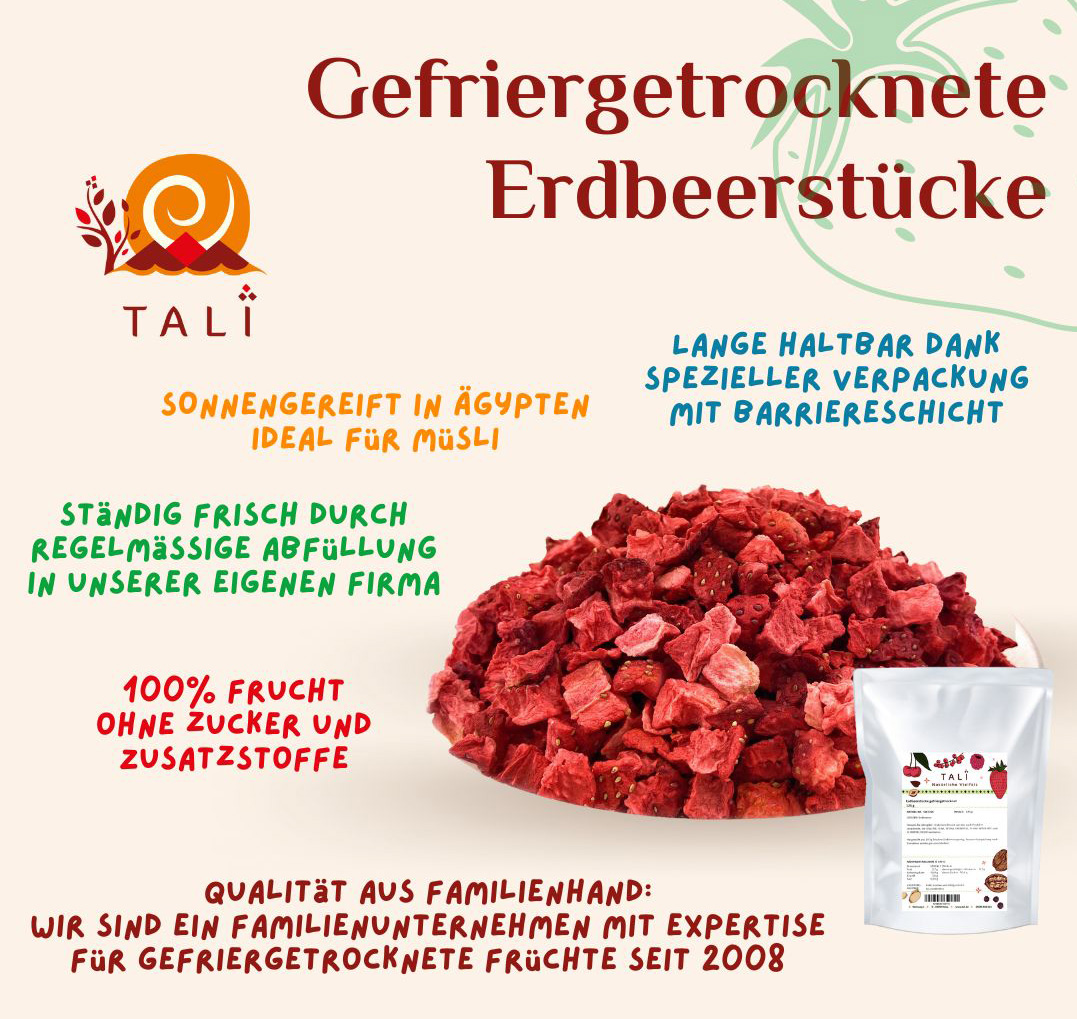 Erdbeerstücke gefriergetrocknet 1 kg