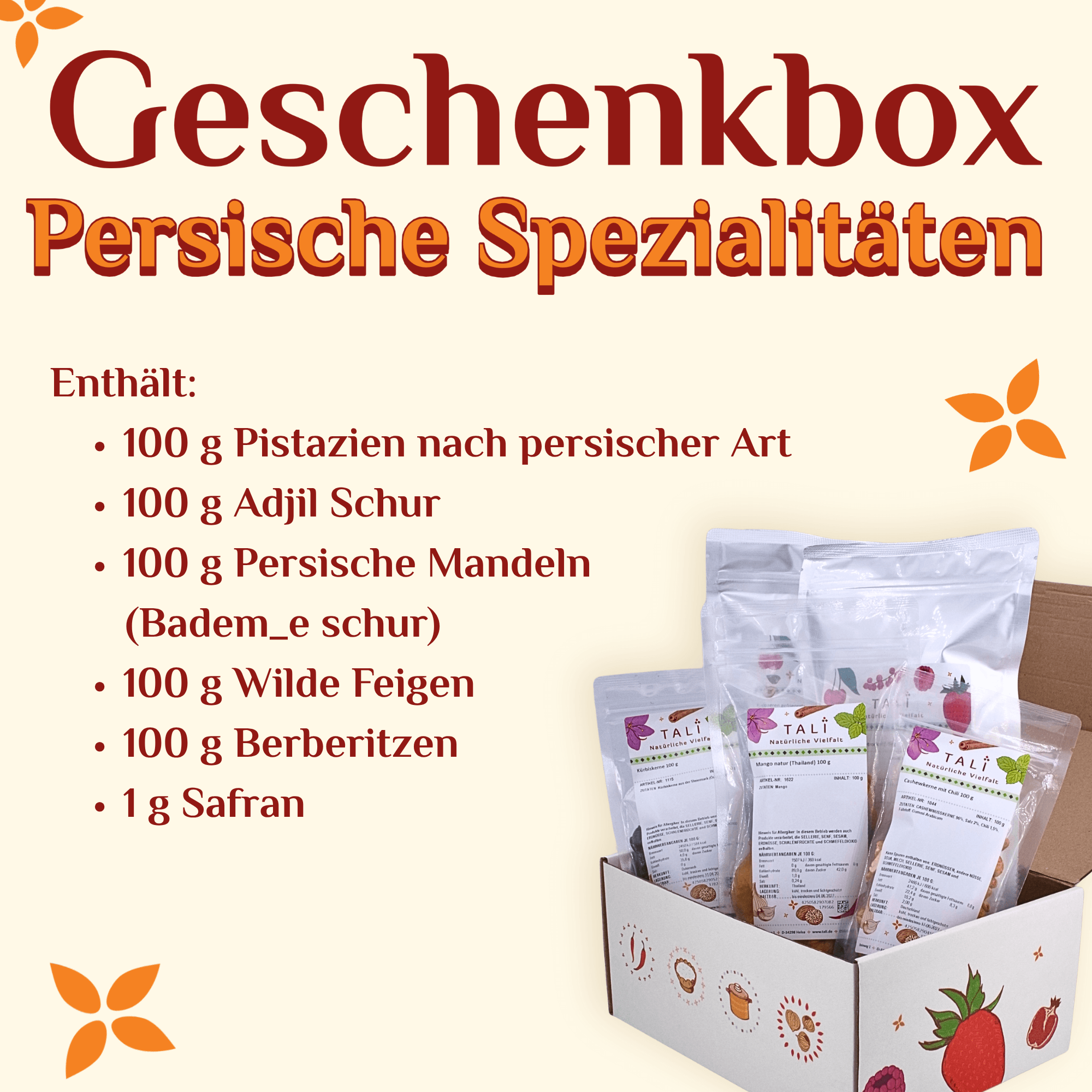 Geschenkbox "Persische Spezialitäten - Traditionelle Aromen & ausgewählte Köstlichkeiten aus Persien"