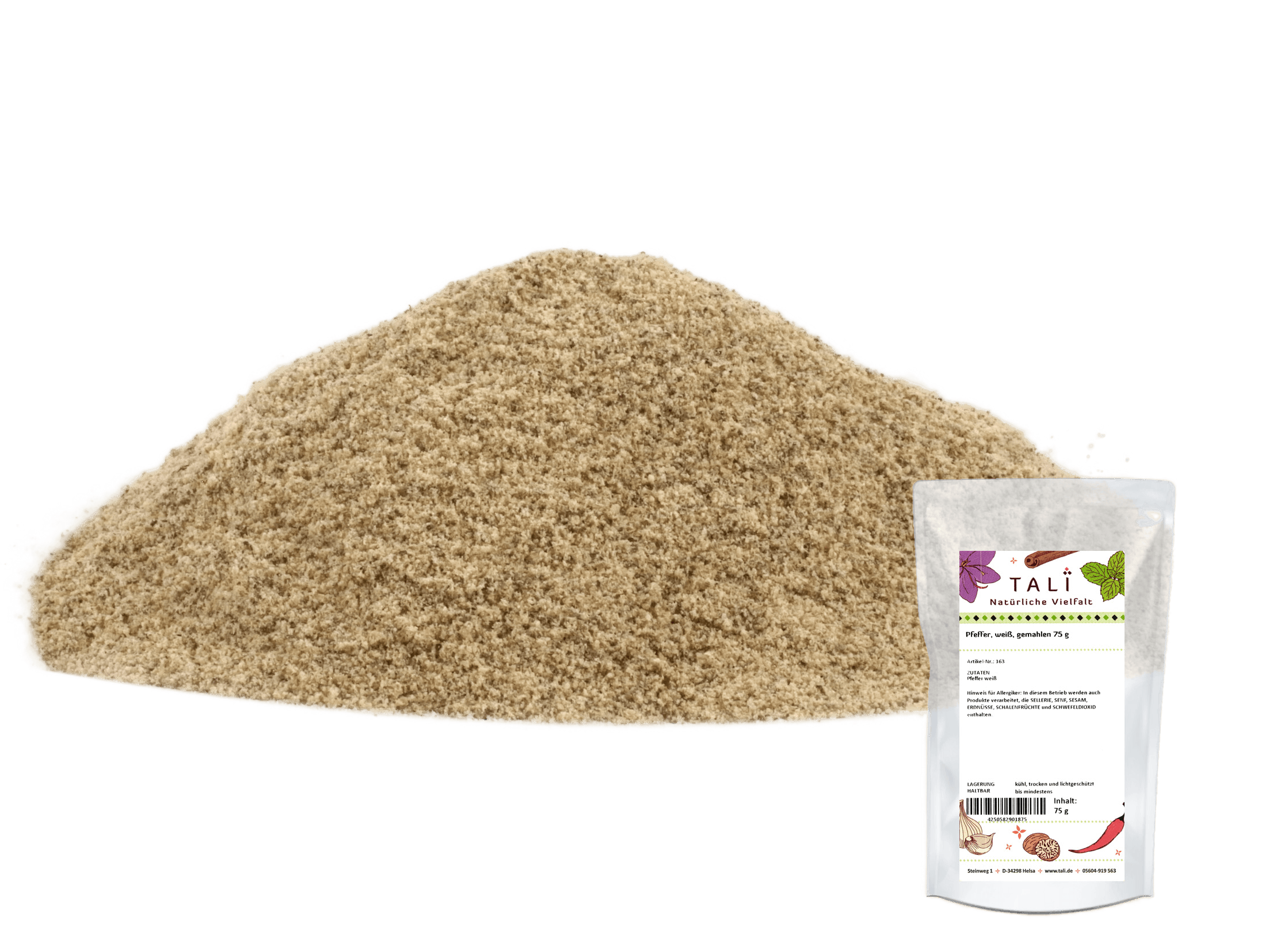 Pfeffer, weiß, gemahlen 75 g