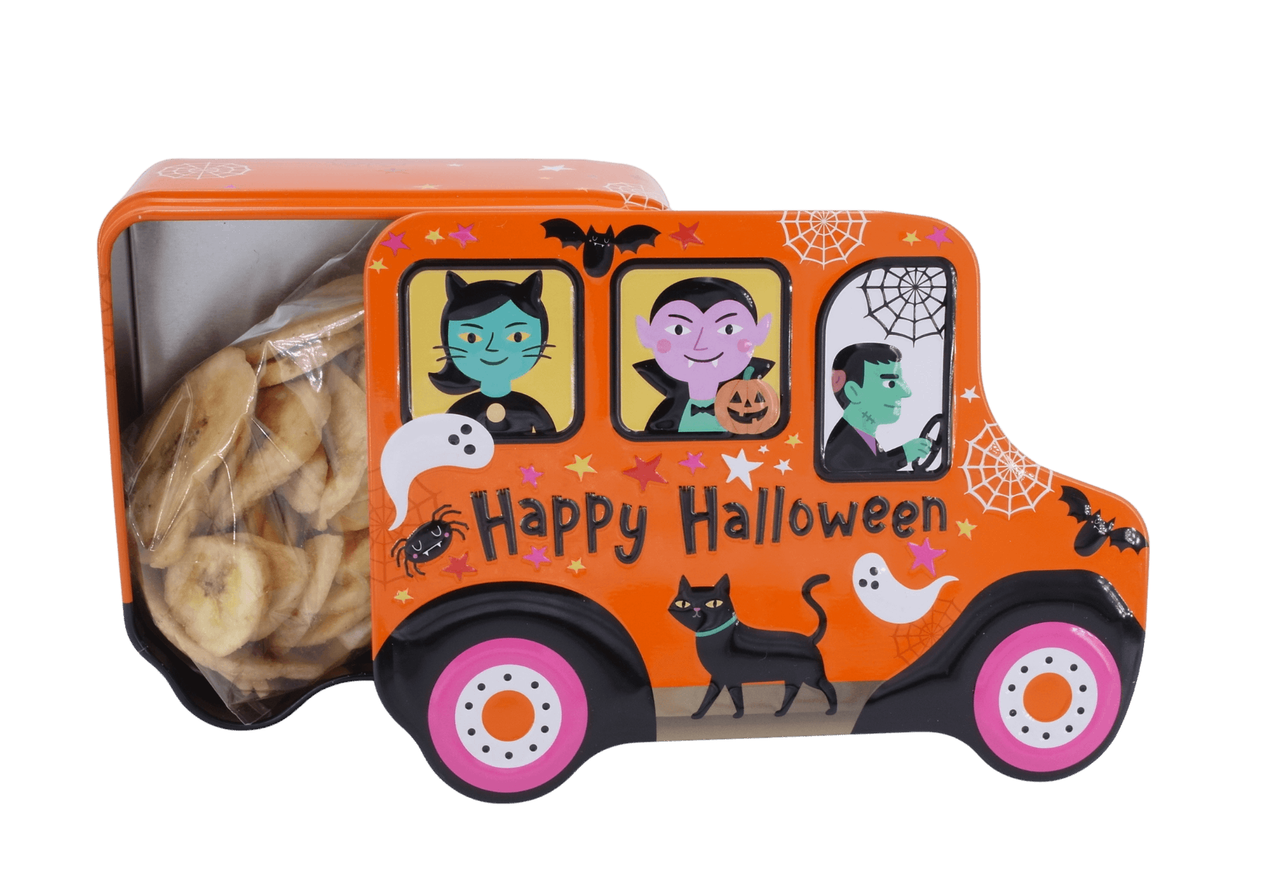 Halloween-Dose SWEET - gefüllt mit 100 g Bananenchips