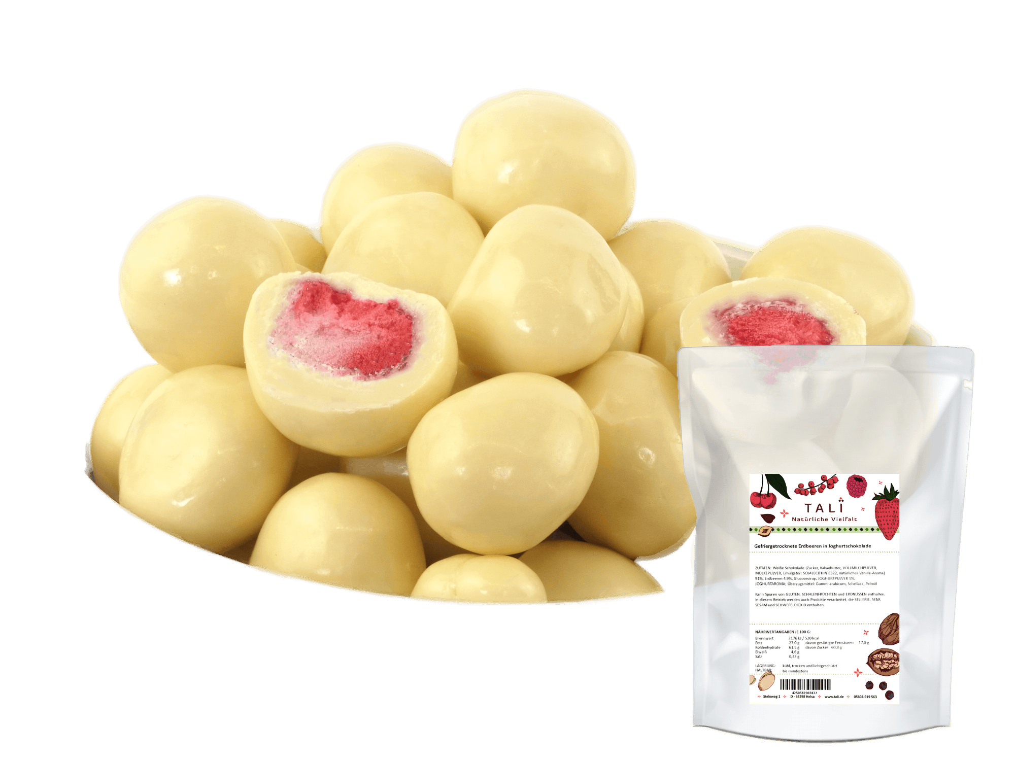 Gefriergetrocknete Erdbeeren in Joghurtschokolade 500 g