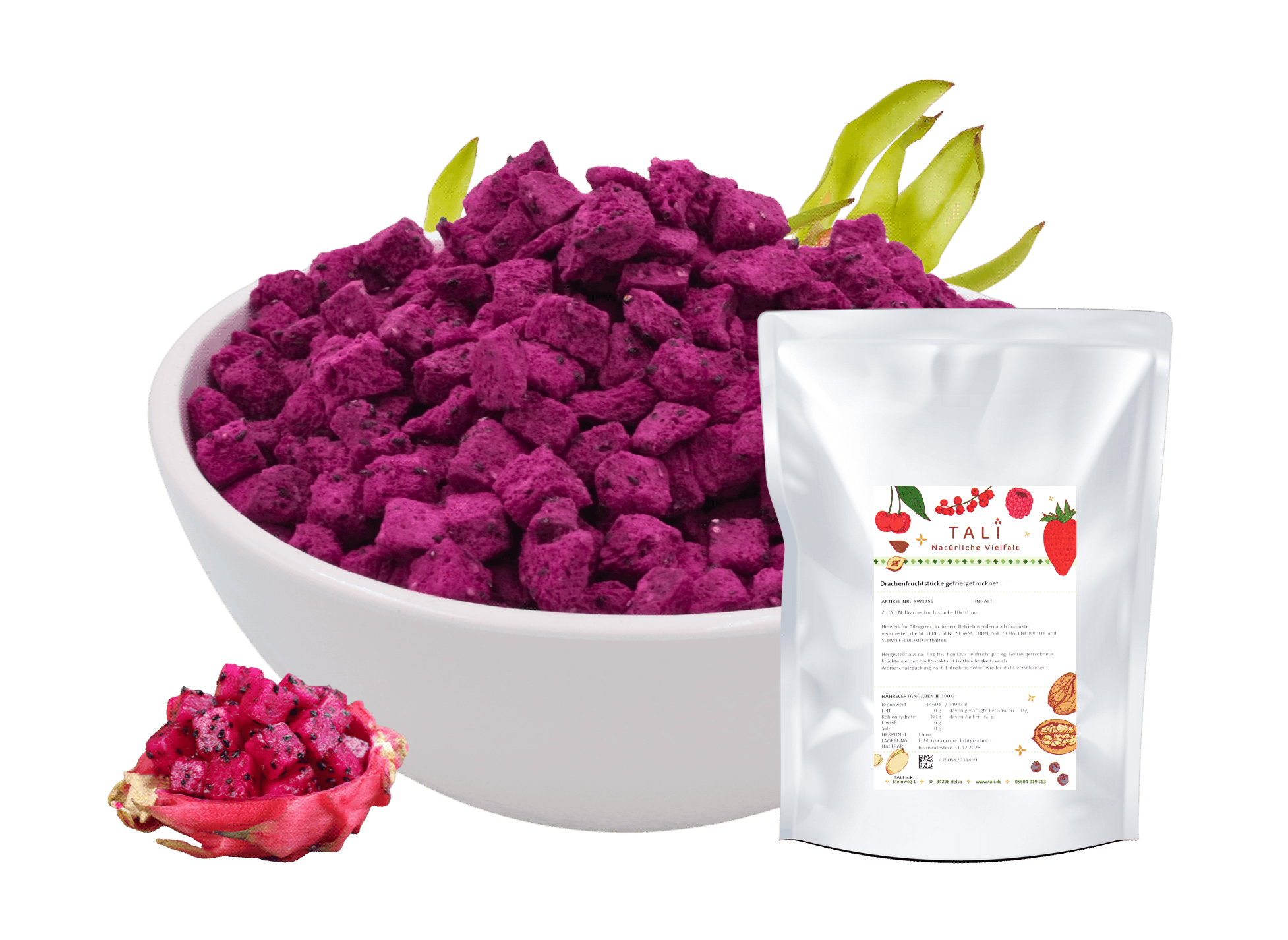 Drachenfruchtstücke gefriergetrocknet 150 g