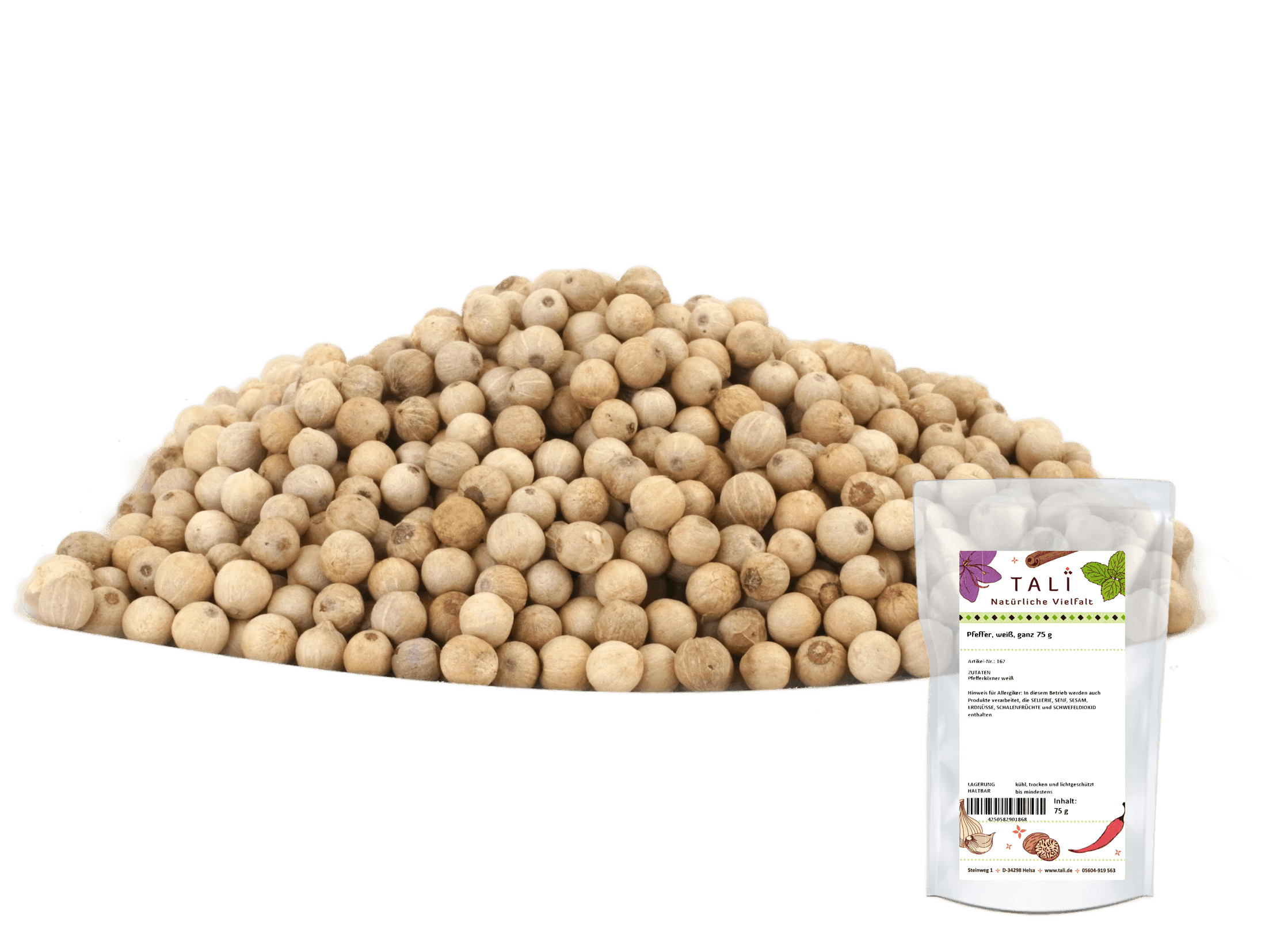 Pfeffer, weiß, ganz 75 g