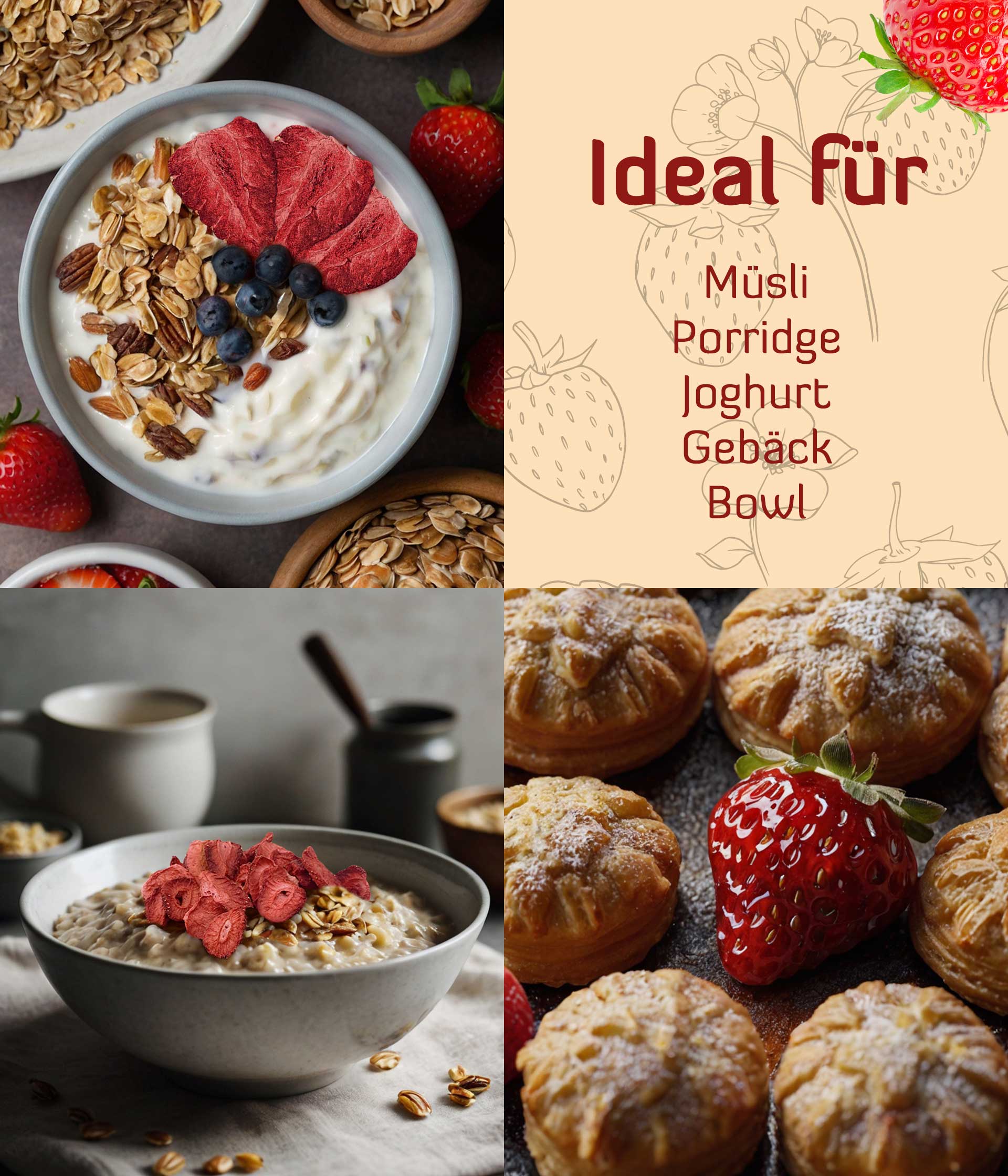 Erdbeeren gefriergetrocknet (Scheiben) Eimer 300 g