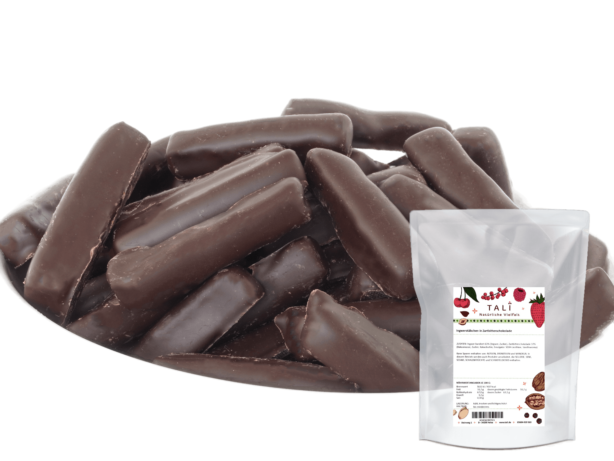 Ingwerstäbchen in Zartbitterschokolade 1000 g