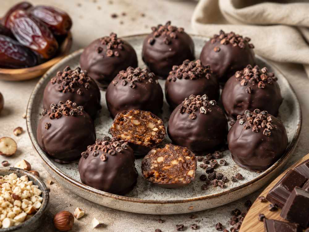 Dattelkonfekt mit Kakaonibs