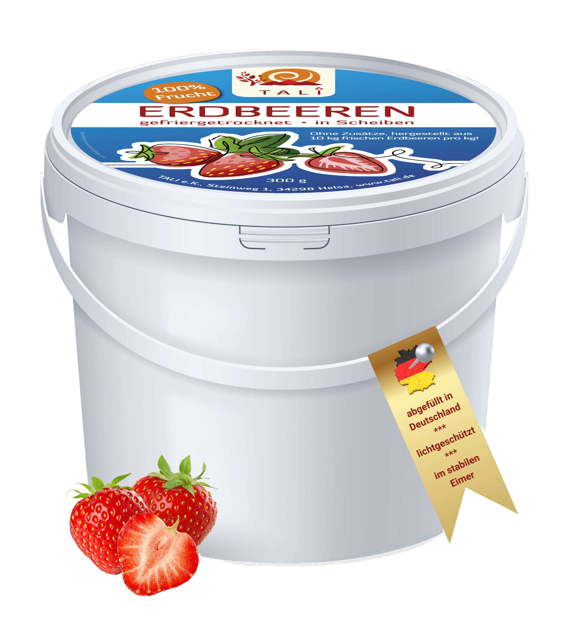 Erdbeeren gefriergetrocknet (Scheiben) Eimer 300 g