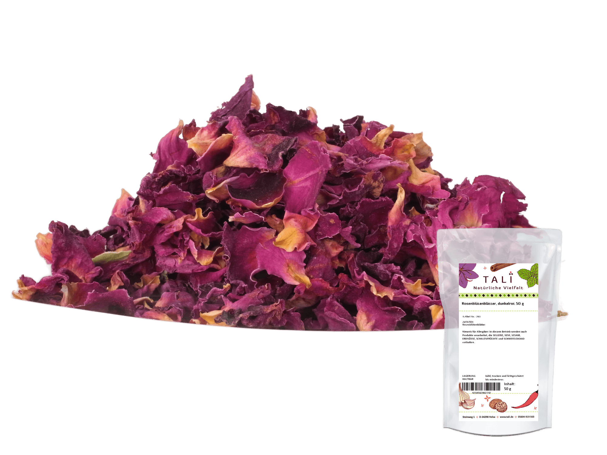 Rosenblütenblätter, dunkelrot 50 g