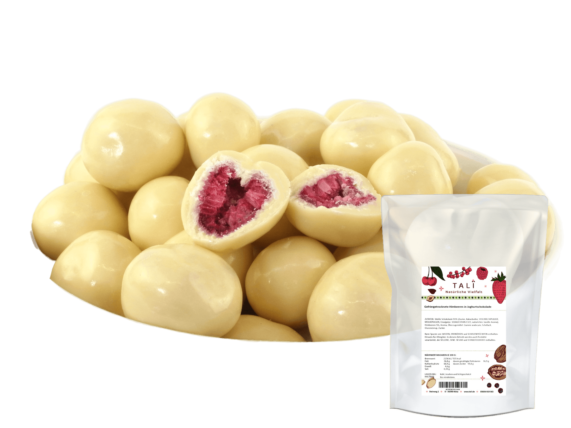 Gefriergetrocknete Himbeeren in Joghurtschokolade 1000 g