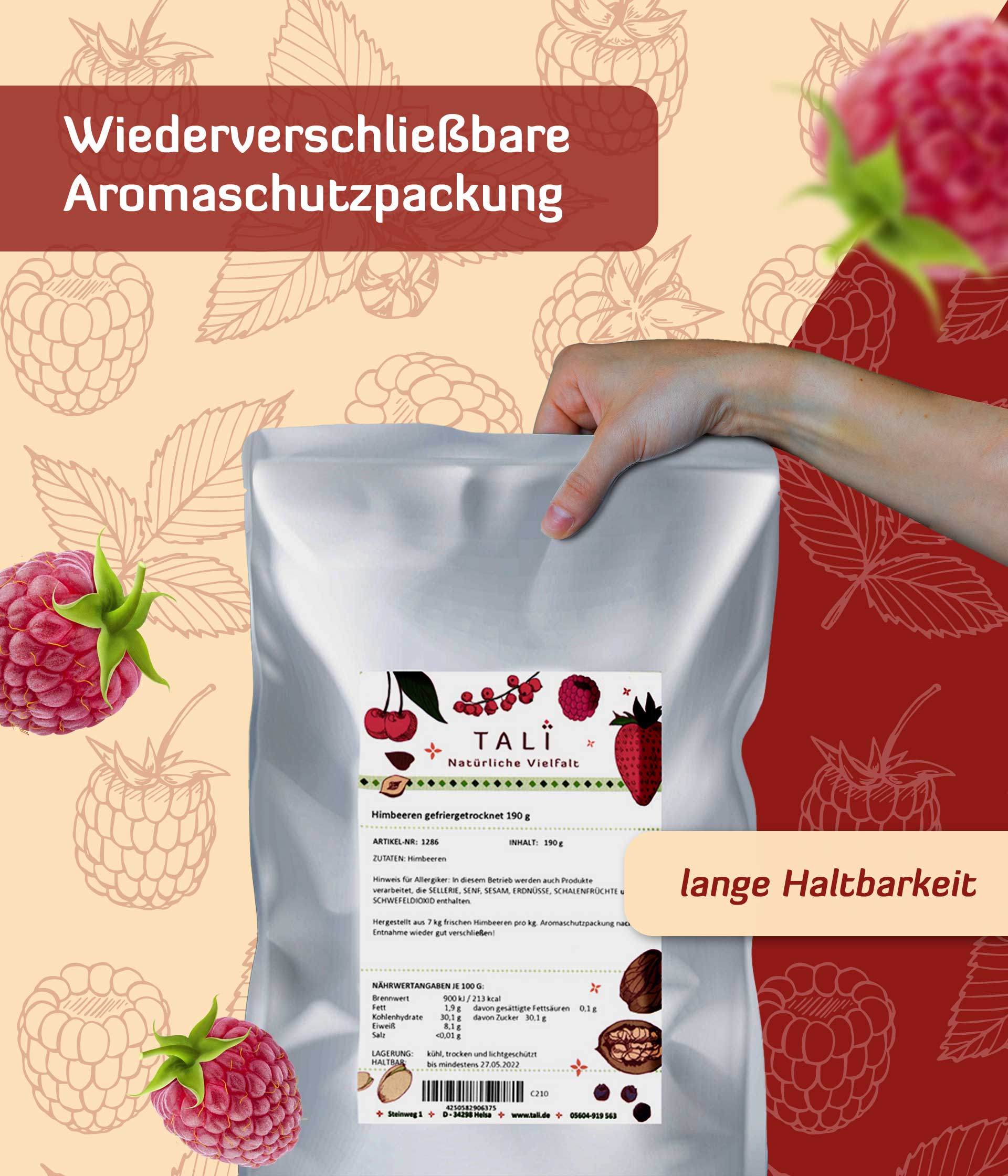 Himbeeren gefriergetrocknet 190 g