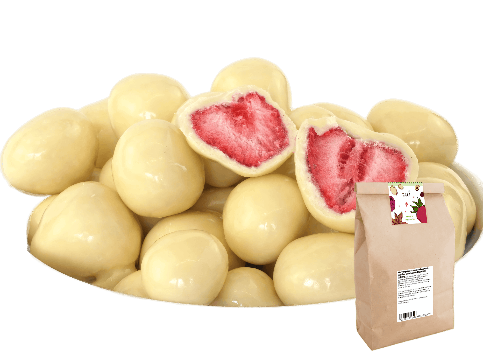 Gefriergetrocknete Erdbeeren in weißer Schokolade PREMIUM 250 g