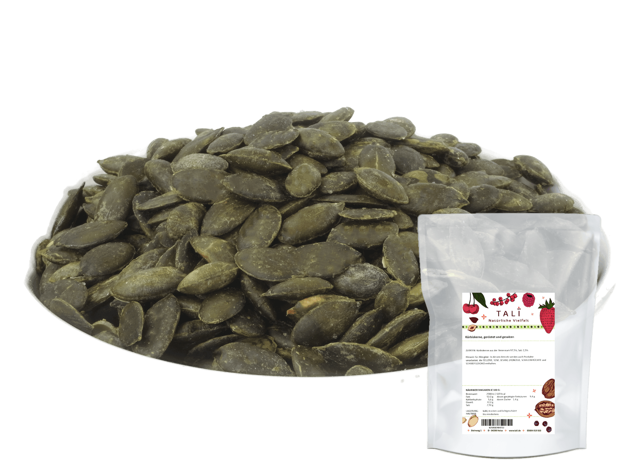 Kürbiskerne,  geröstet und gesalzen 1000 g