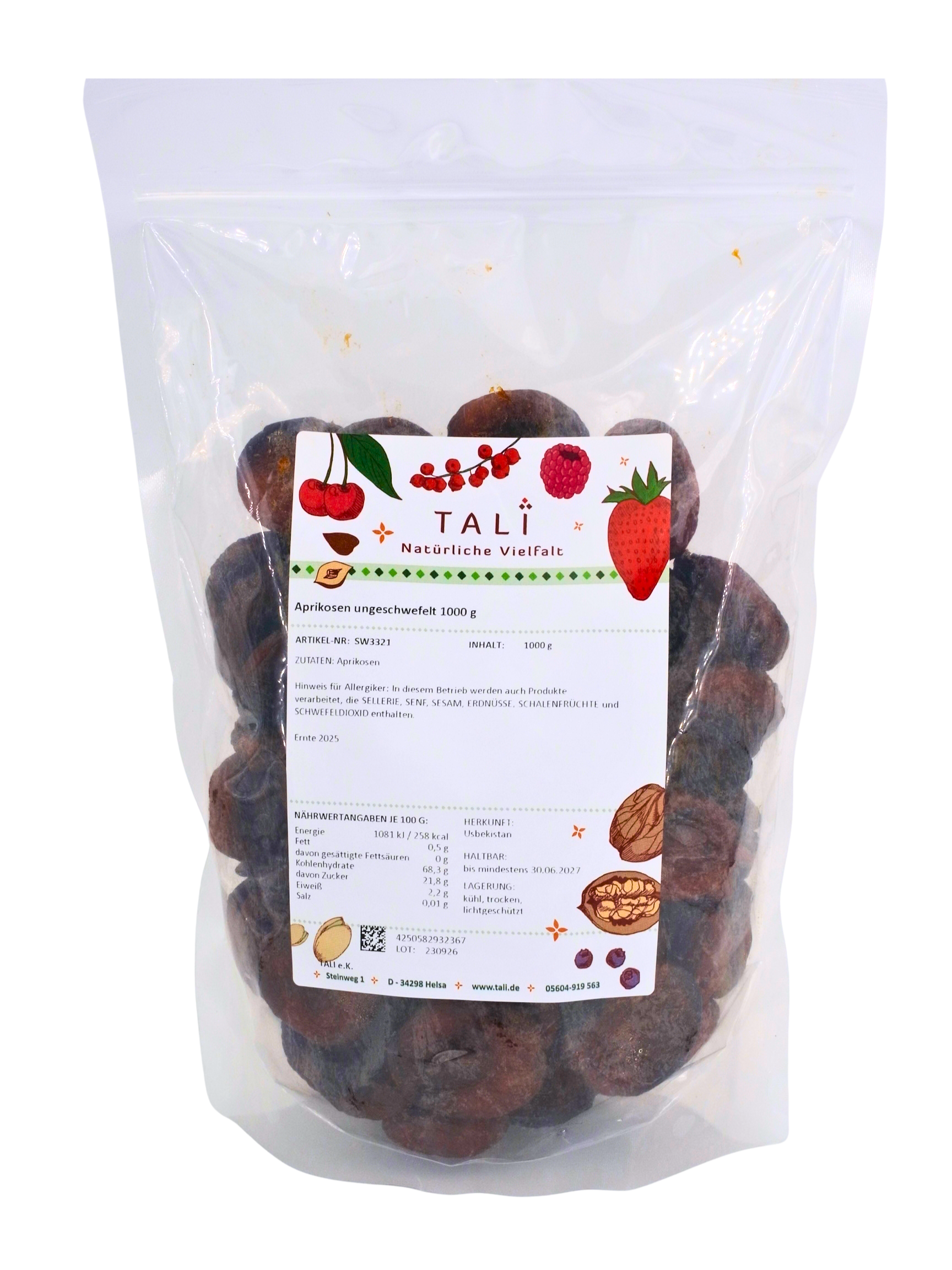 Aprikosen ungeschwefelt Vorjahresernte 1000 g