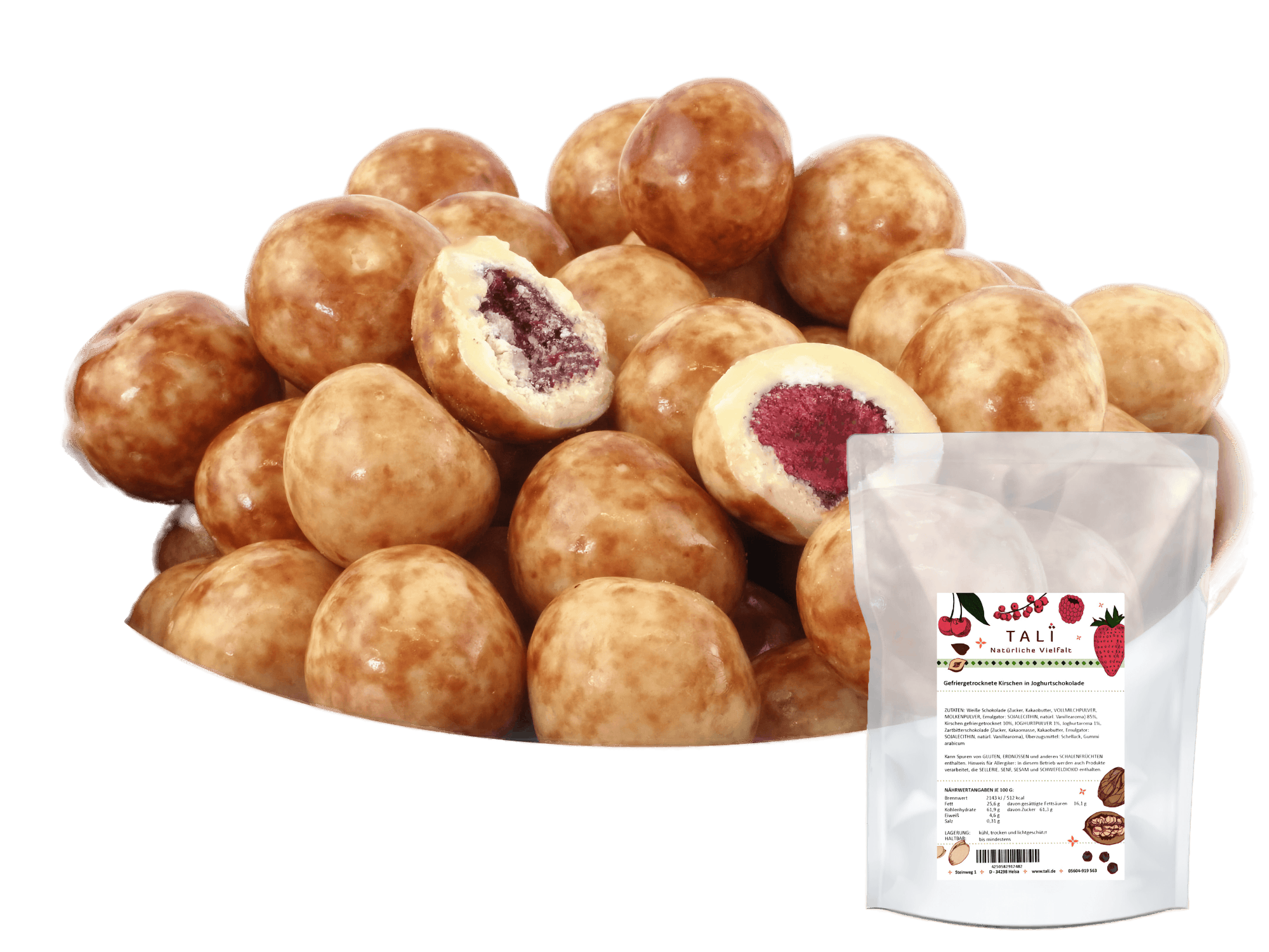 Gefriergetrocknete Kirschen in Joghurtschokolade 500 g
