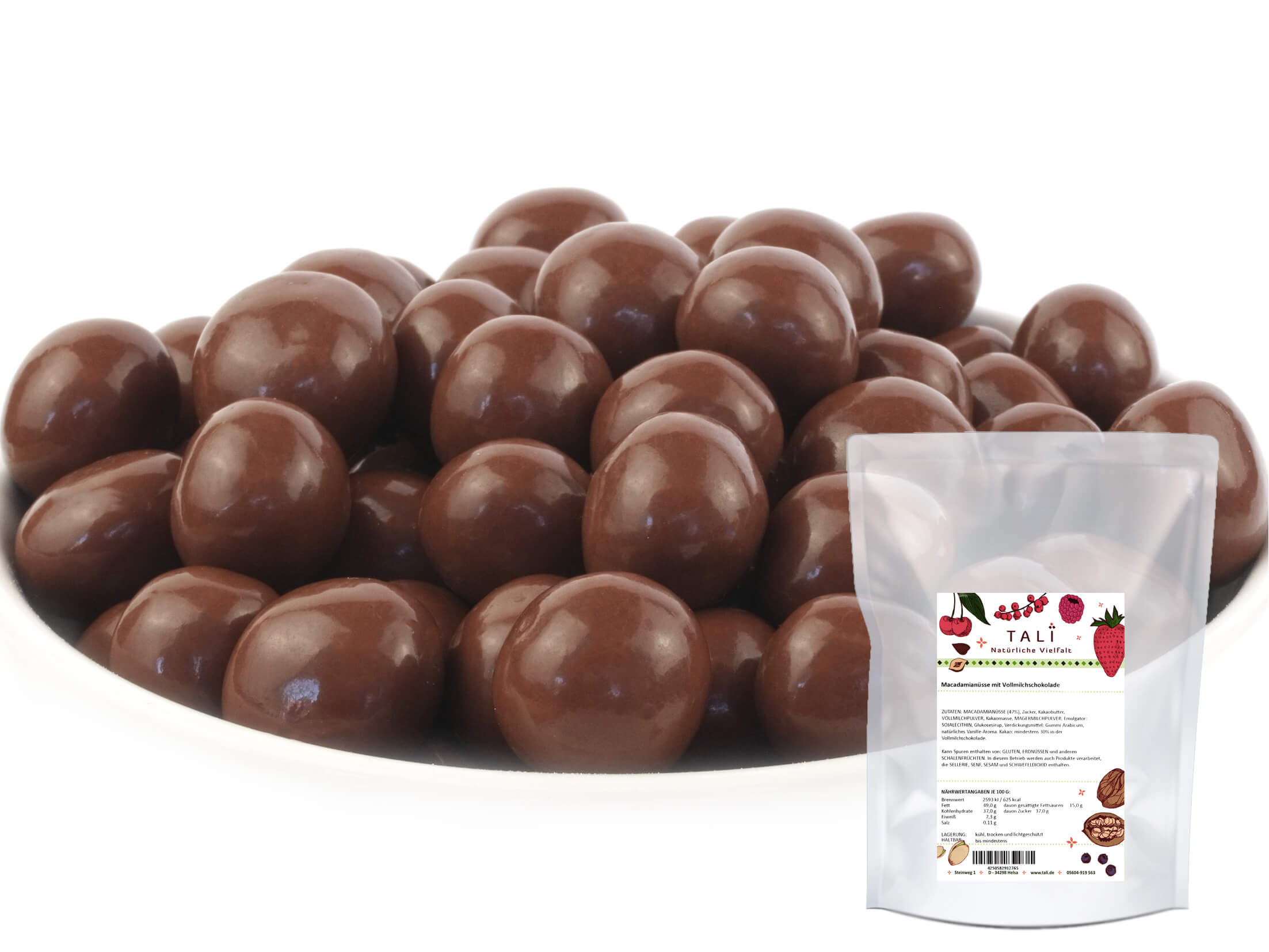 Macadamianüsse mit Vollmilchschokolade Beutel