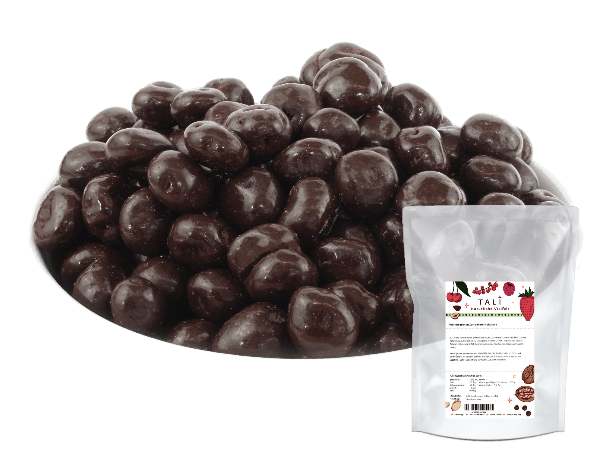 Weinbeeren in Zartbitterschokolade 250 g